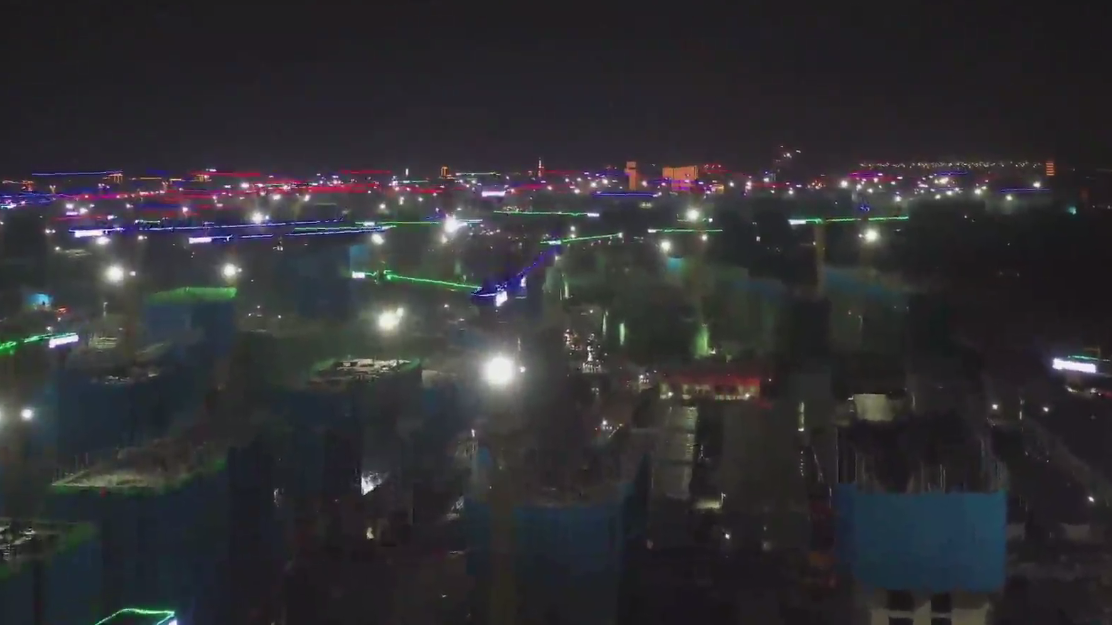 30秒速览 河北AG尊时凯龙人生就博新区夜间建设如火如荼