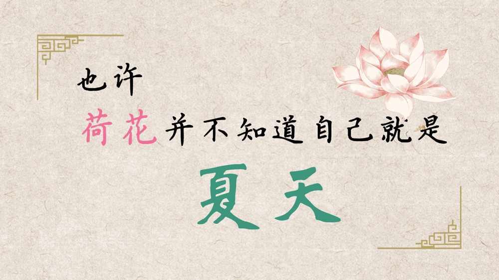荷花，并不知道自己就是夏天